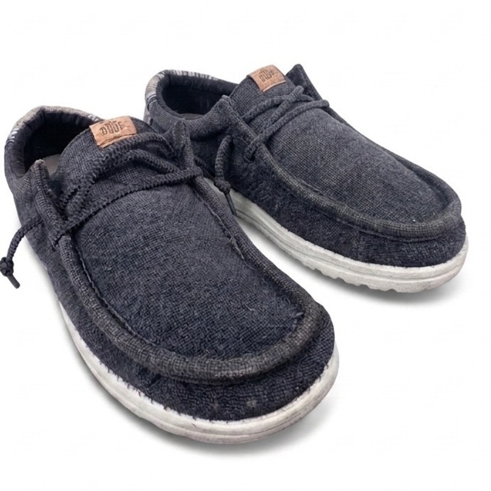 Hey Dude Wally Jute Black Granite Grey Mens Loafers 43085-DNS Size 13